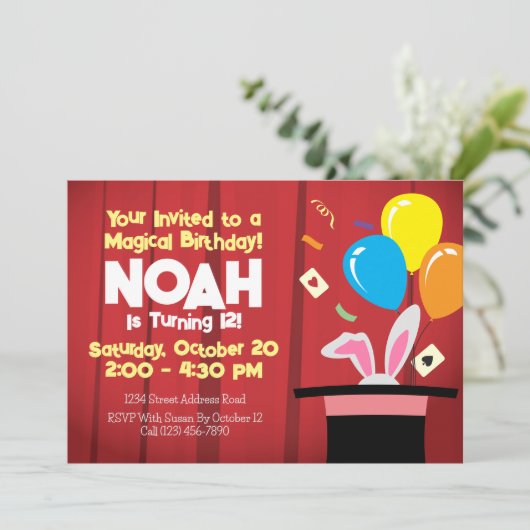 Uitnodiging van de Birthday-partij van de Magicali (Staand voorkant)