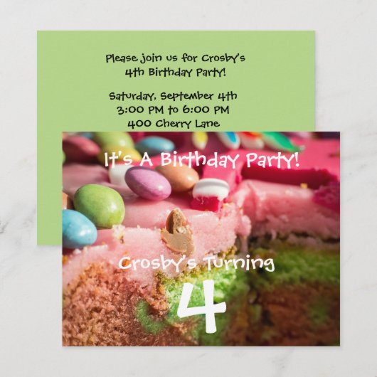 uitnodiging van de Birthday Partij van het Kind va (Voorkant / Achterkant)