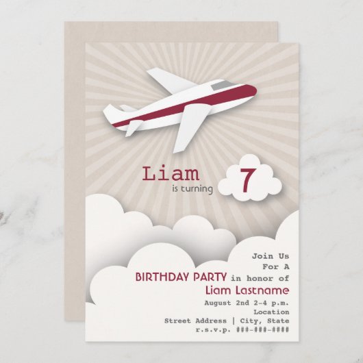 Uitnodiging van de Birthday-partij voor het vliegt (Voorkant / Achterkant)