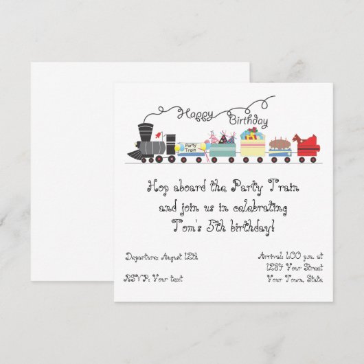 uitnodiging van de Birthday Party (Voorkant / Achterkant)