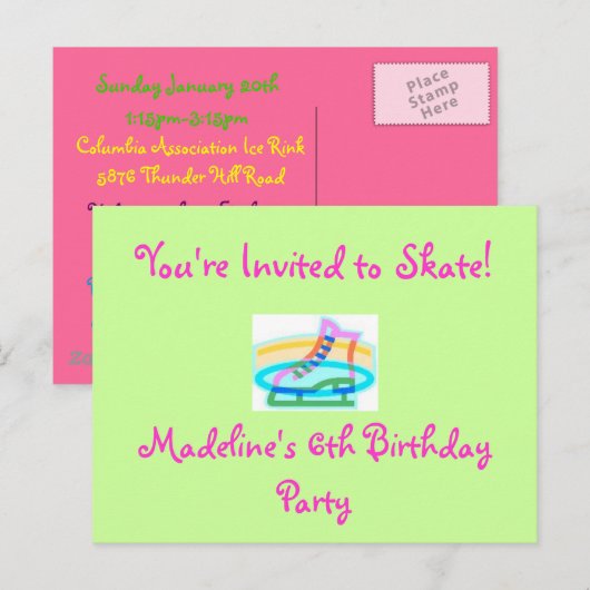 uitnodiging van de Birthday Party Briefkaart (Voorkant / Achterkant)