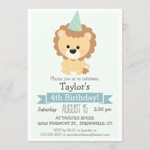 uitnodiging van de Birthday Party van baby Lion Ki