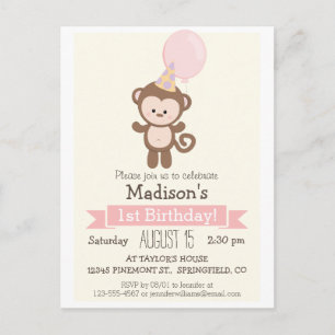 uitnodiging van de Birthday Party van baby Monkey