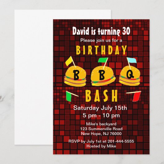 Uitnodiging van de Birthday Party van BBQ (Voorkant / Achterkant)