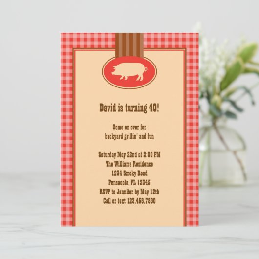 Uitnodiging van de Birthday Party van BBQ (Staand voorkant)