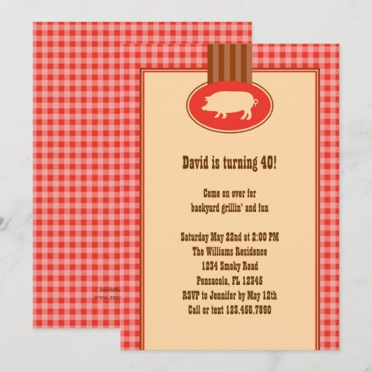 Uitnodiging van de Birthday Party van BBQ (Voorkant / Achterkant)