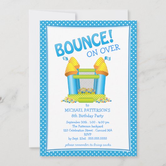 Uitnodiging van de Birthday Party van Bright Blue  (Voorkant)