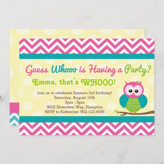 Uitnodiging van de Birthday Party van Bright Chevr (Voorkant / Achterkant)