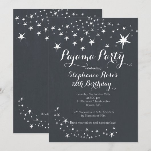 Uitnodiging van de Birthday Party van Chalkboard (Voorkant / Achterkant)