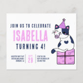 Uitnodiging van de Birthday Party van Cute Cat Kin (Voorkant)