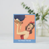 uitnodiging van de Birthday Party van de Retro Su (Staand voorkant)