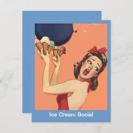 uitnodiging van de Birthday Party van de Retro Su (Voorkant / Achterkant)