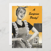  uitnodiging van de Birthday Party van de Retro Su (Voorkant / Achterkant)