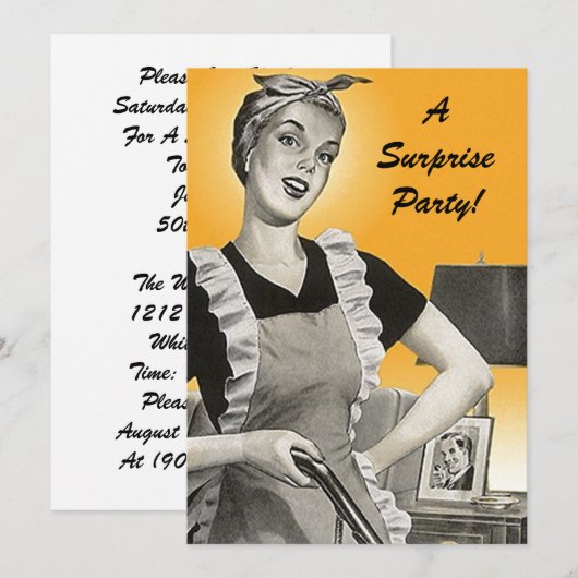  uitnodiging van de Birthday Party van de Retro Su (Voorkant / Achterkant)