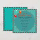 uitnodiging van de Birthday Party van kind (Voorkant / Achterkant)