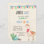 Uitnodiging van de Birthday Party van Llama Alpaca (Voorkant / Achterkant)