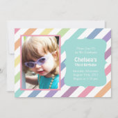 uitnodiging van de Birthday Party voor regenboogs (Voorkant)