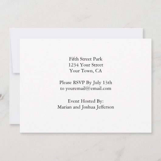 uitnodiging van de Birthday Party voor regenboogs (Achterkant)