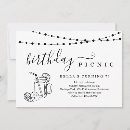 uitnodiging van de Birthday Picnic Party (Voorkant)