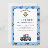 Uitnodiging van de Birthday-politiepartij (Voorkant)