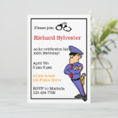 Uitnodiging van de Birthday-politiepartij (Staand voorkant)