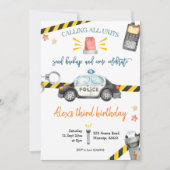 Uitnodiging van de Birthday-politiepartij (Voorkant)