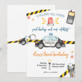 Uitnodiging van de Birthday-politiepartij (Voorkant / Achterkant)