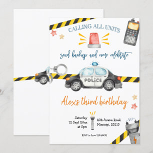 Uitnodiging van de Birthday-politiepartij