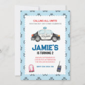 Uitnodiging van de Birthday-politiepartij (Voorkant)