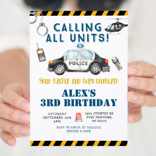 Uitnodiging van de Birthday-politiepartij