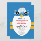 Uitnodiging van de Birthday-politiepartij (Voorkant / Achterkant)