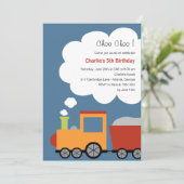 uitnodiging van de Birthday Train Party (Staand voorkant)