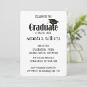 Uitnodiging van de Black Afstudeerder Pet Graduati (Staand voorkant)