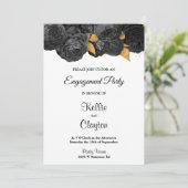 Uitnodiging van de Black and Gold Floral Engagemen (Staand voorkant)