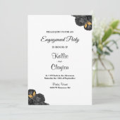 Uitnodiging van de Black and Gold Floral Engagemen (Staand voorkant)