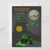 Uitnodiging van de Black Cat en Cauldron Halloween (Voorkant)