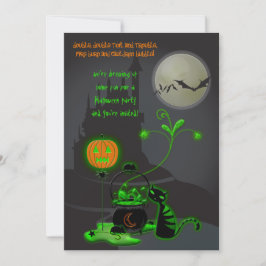 Uitnodiging van de Black Cat en Cauldron Halloween