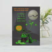 Uitnodiging van de Black Cat en Cauldron Halloween (Staand voorkant)