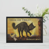  uitnodiging van de Black Cat Halloween Party (Staand voorkant)