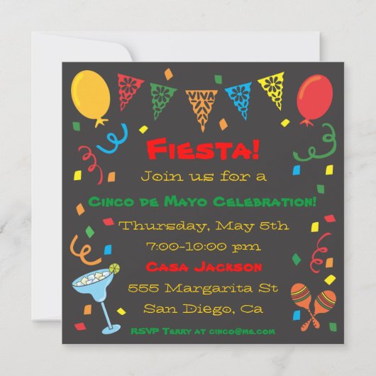 Uitnodiging van de Black Cinco de Mayo Fiesta Part (Achterkant)