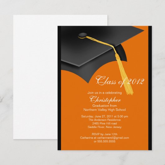 Uitnodiging van de Black Oranje Afstudeerder Pet G (Voorkant / Achterkant)