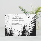 Uitnodiging van de Black & White Winter Holiday Pa (Staand voorkant)