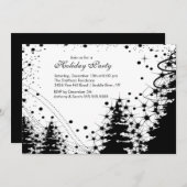 Uitnodiging van de Black & White Winter Holiday Pa (Voorkant / Achterkant)
