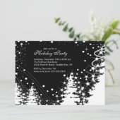 Uitnodiging van de Black & White Winter Holiday Pa (Staand voorkant)