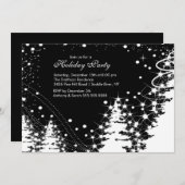 Uitnodiging van de Black & White Winter Holiday Pa (Voorkant / Achterkant)
