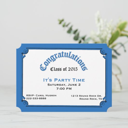 Uitnodiging van de blauwe diplomatie (Staand voorkant)