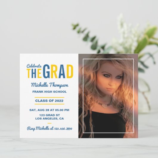 Uitnodiging van de Blauwe en Gouden Partij (Staand voorkant)