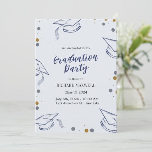 Uitnodiging van de Blauwe en Gouden Partij (Staand voorkant)