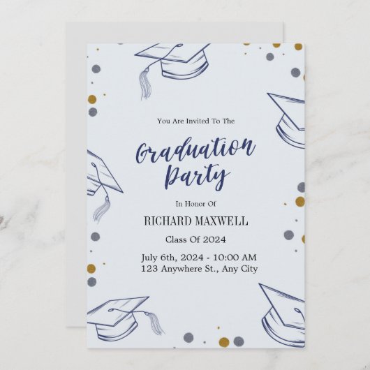 Uitnodiging van de Blauwe en Gouden Partij (Voorkant / Achterkant)