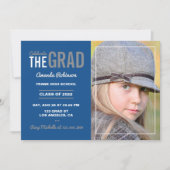 Uitnodiging van de blauwe en grijze GraduPartij (Voorkant)
